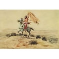 thumbnail image 2 of Russell, Charles Marion 18x13 White Modern Wood Framed Museum Art Print Titled - Indian Signaling, 2 of 4