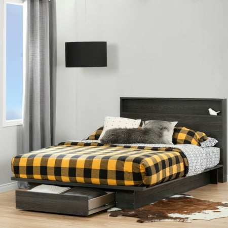 South Shore Holland Contemporary Bed and Headboard Set Gray Oak