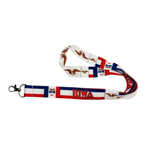Lanyard - State Flag Iowa - USA - L074 | ID Badge Holder Strap, Travel Souvenir, Lightweight Everyday Accessory, Neck Strap, Event Accessory