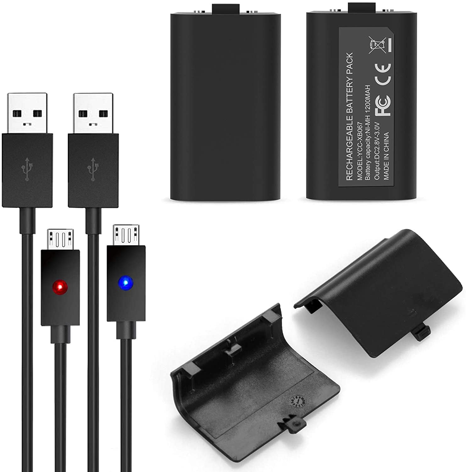 Rechargeable Battery Pack for Xbox One Controller, 2pcs 1200mAh Ni-MH  Batteries with Charger Cable & Cover for Xbox One X/Xbox One S/Xbox One  Eliet 
