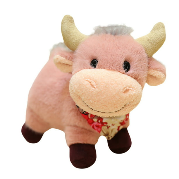 COUTEXYI Baby Plush Toy, Small Cartoon Cow Toy Stuffed Toys Simulation Doll  for Boys Girls, Pink/Red/Gray/Brown 