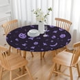 thumbnail image 3 of Halloween Purple Spooky Icons Round Fitted Tablecloth with Elastic Edge,Dining Table Cover Waterproof,Outdoor Round Tablecloth for Camping,Dining,Indoor and Outdoor, 3 of 7