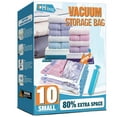 thumbnail image 1 of Bolsas de almacenamiento al vacío, 10 pequeñas bolsas de sellado al vacío que ahorran espacio, bolsas espaciales, bolsas selladoras al vacío para ropa con bomba manual de viaje (10S), 1 of 6