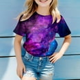 thumbnail image 2 of Gyexs Neon Shirts for Girls 3D Graphic Round Neck T-Shirt Oversized Tops Summer Holiday #03 Purple 4-5 Years, 2 of 4