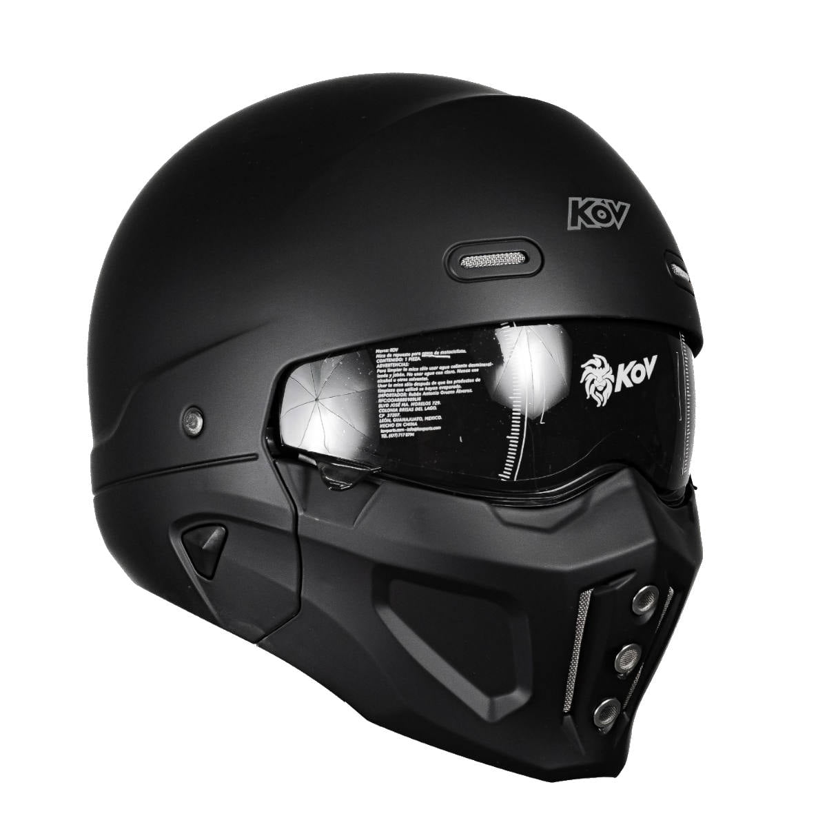 Casco Abierto Para Moto Kov Spectrum Negro Con Mascara KOV