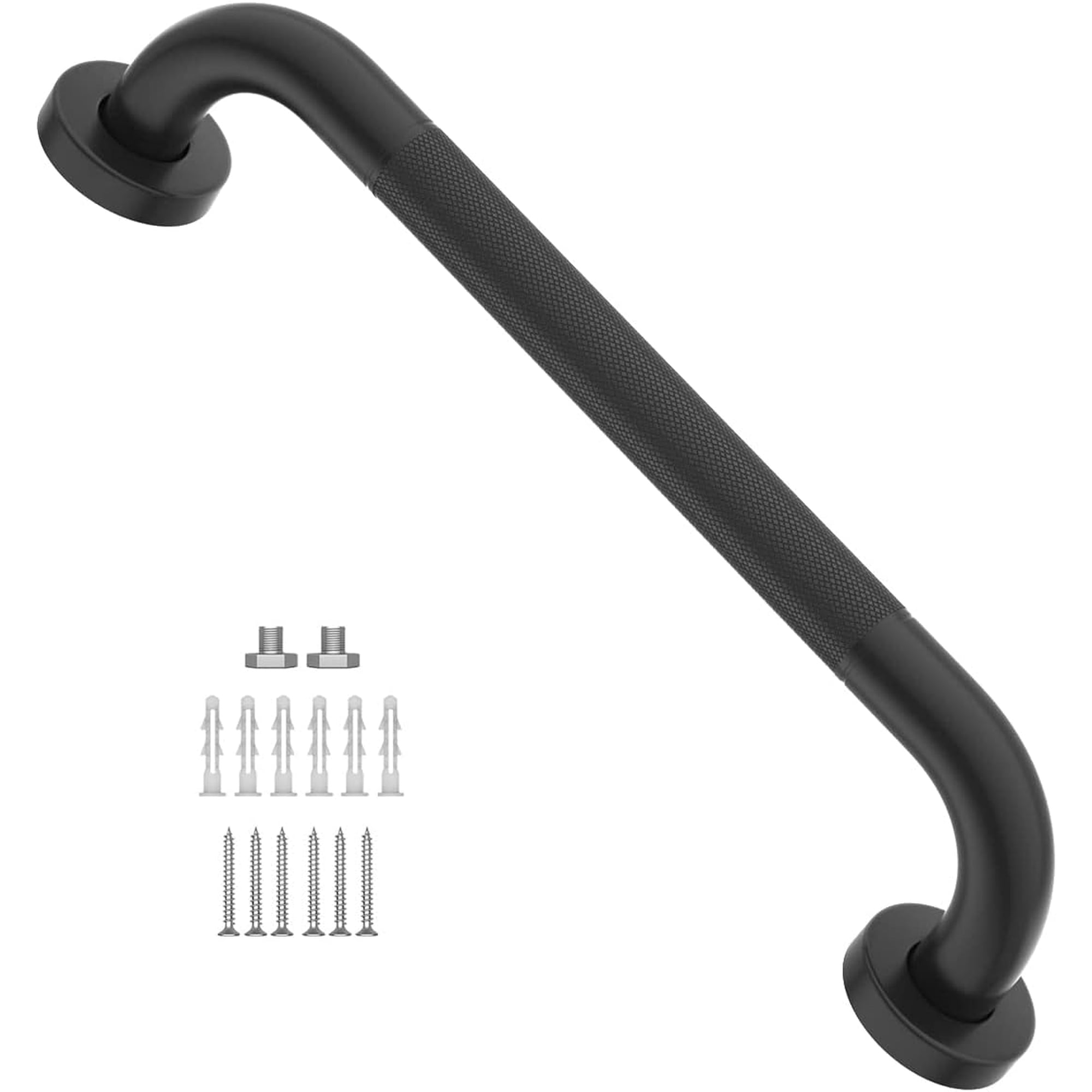 16 Inch Anti Slip Shower Grab Bar Oil Rubbed Black, Bathroom Grab Bar, Knurled Bathroom Balance Bar,Safety Hand Rail Support Handicap Elderly Injury Senior Assist Bath Handle