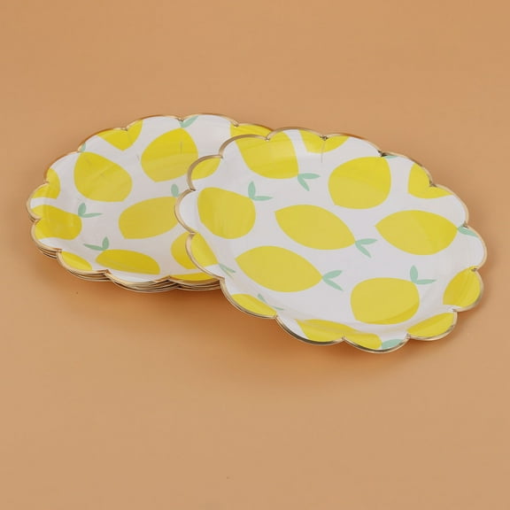WHAMVOX  8 Pcs Carnival Party Supplies Dinner Dessert Paper Fruit Plates Yellow
