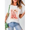 thumbnail image 5 of Women's White HOWDY Cowboy Boots Graphic Crew Neck T-Shirt, 5 of 7