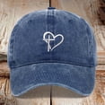 thumbnail image 2 of Womens Washed Baseball Cap Heart Cross Print Sun Hat Outdoor Sports Cap Navy, 2 of 4