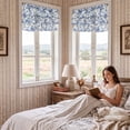 thumbnail image 2 of NICETOWN Ruffled Valance Curtain for Window, Linen Peony Floral Valance Shabby Chic Small Window Treatment for Kitchen, Farmhouse Light Filtering Rod Pocket Valance Curtains, Blue, 52"x18", 1 Panel, 2 of 10