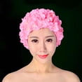 thumbnail image 4 of Flower Swim Caps Women Durable Trendy Ladies Soft Gorros de baño para todos los niveles de Rosa Zulema Gorra de baño, 4 of 8