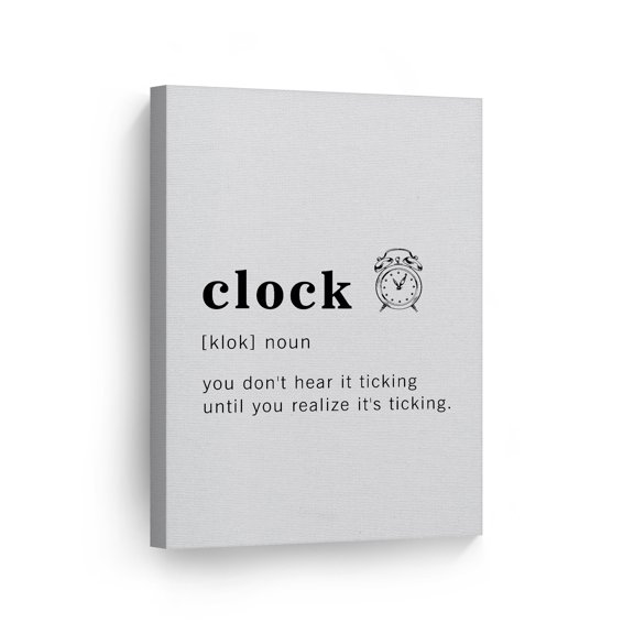 Smile Art Design Funny Noun Dictionary Definition of Clock Canvas Print Inspirational Quote Sign Office Living Room Bedroom Bathroom Wall Decor Wall Art Home Decor Ready to Hang Made in USA 12x8