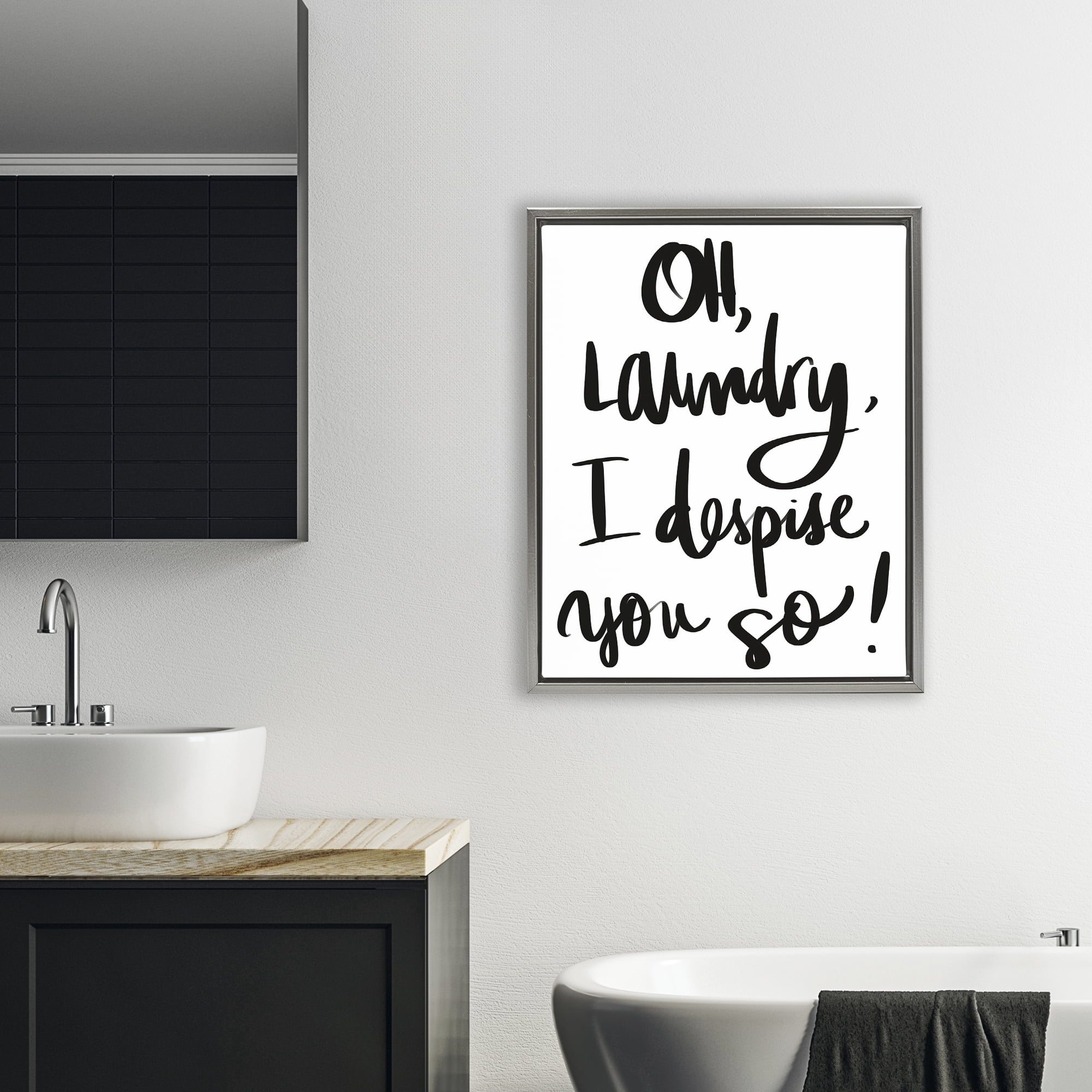 Stupell Industries Laundry I Despise You Gray Framed Floater Canvas Wall Art, design by SD Graphics Studio
