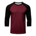 thumbnail image 5 of Havenx Men's Baseball Shirt Raglan 3/4 Long Sleeve Crew Neck Shirts Color Block Moisture Wicking T-Shirt Soft Basic Sports Baseball Lightweight Top,Wine 2XL, 5 of 5