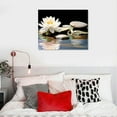 thumbnail image 4 of Nawypu  Zen Wall Art,White Lotus Bloom in Water with Spa Stone,Black and White Bathroom Canvas Wall Art,Zen Spiritual Decor for Yoga Meditation Room Living Room,Office, 4 of 4