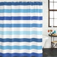 thumbnail image 2 of Ombre Blue White Striped Bathroom Shower Curtains with Hooks, Modern Minimalist Abstract Lines Waterproof Fabric Washable Shower Curtain for Home Hotel Bathtub Decor 36x72 Inch, 2 of 9