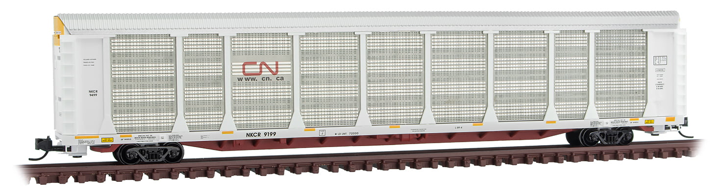 White #9193 Micro-Trains MTL N-Scale 89ft Auto Rack Canadian National/CN/NKCR 