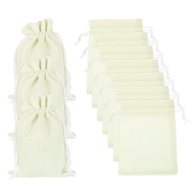 Bolsas de Yute Uxcell con Cordón, Sacos de Favor, Bolsas de Joyería para Regalos, Beige