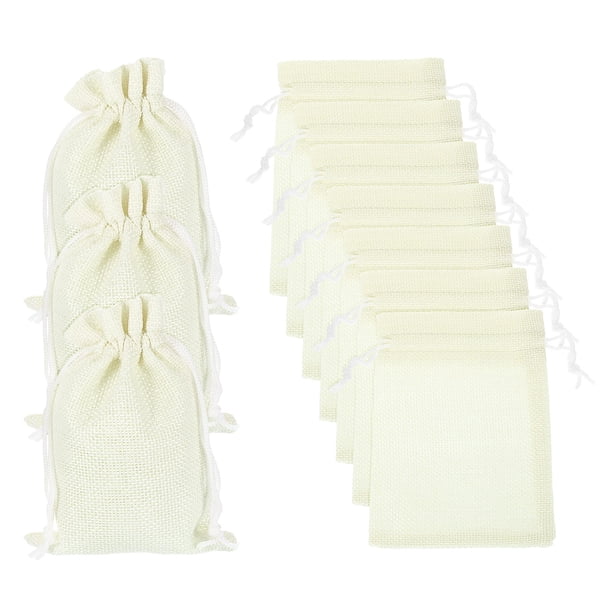 Bolsas de Yute Uxcell con Cordón, Sacos de Favor, Bolsas de Joyería para Regalos, Beige