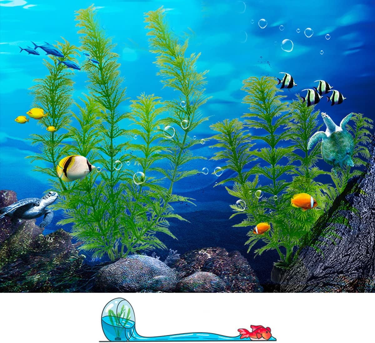 XKDOUS Fish Tank Decorations Plants, 11pcs Aquarium Decorations Plants, Fish Aquarium Decor Artificial Plant, Fish Aquarium Accessories