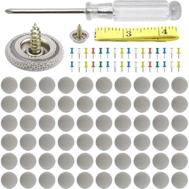 Yazoeia 60 PCS Car Roof Headliner Repair Kit, Vehicle Roof Snap Rivets Retainer with Installation Tool, Auto Interior Ceiling Cloth Fixing Repair Button, Suitable for Most Cars (Grid Grey)