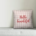 thumbnail image 2 of Creative Products Hello Beautiful in Red Text on Pink Plaid 16x16 Spun Poly Pillow, 2 of 2