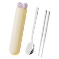 thumbnail image 3 of Tnarru Spoon Chopsticks Set Flatware with Case ,Gadgets, Travel Utensils ,Portable Cutlery Set for Daily Use Kitchen Camping Student Yellow 3 Pieces, 3 of 8