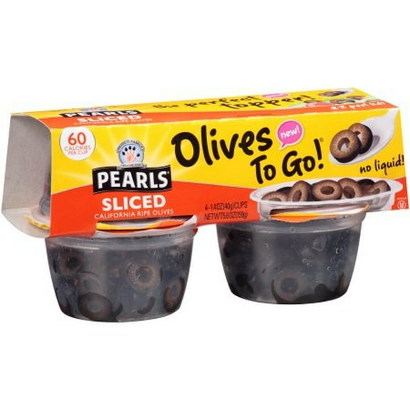 Pearls Olives-to-Go Sliced Ripe Black Olives (Pack of 14)