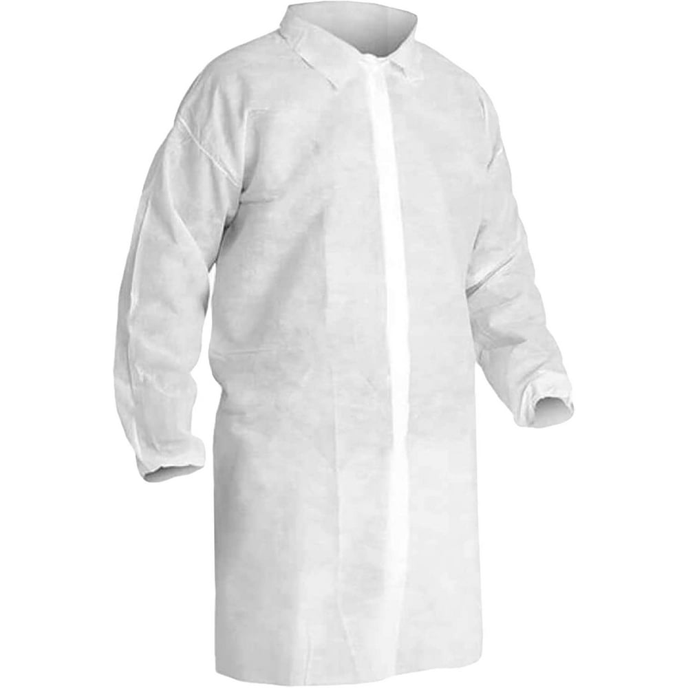Lab Coat 43" x 55". Adult Disposable SMS Coat. XLarge white protective