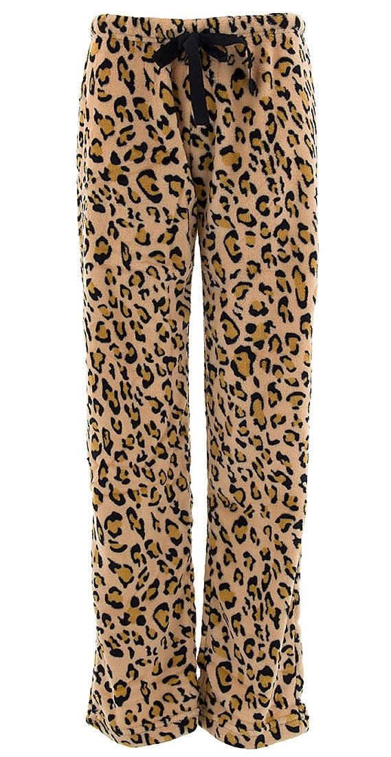 Totally Pink - Totally Pink Women's Tan Leopard Plush Pajama Pants ...
