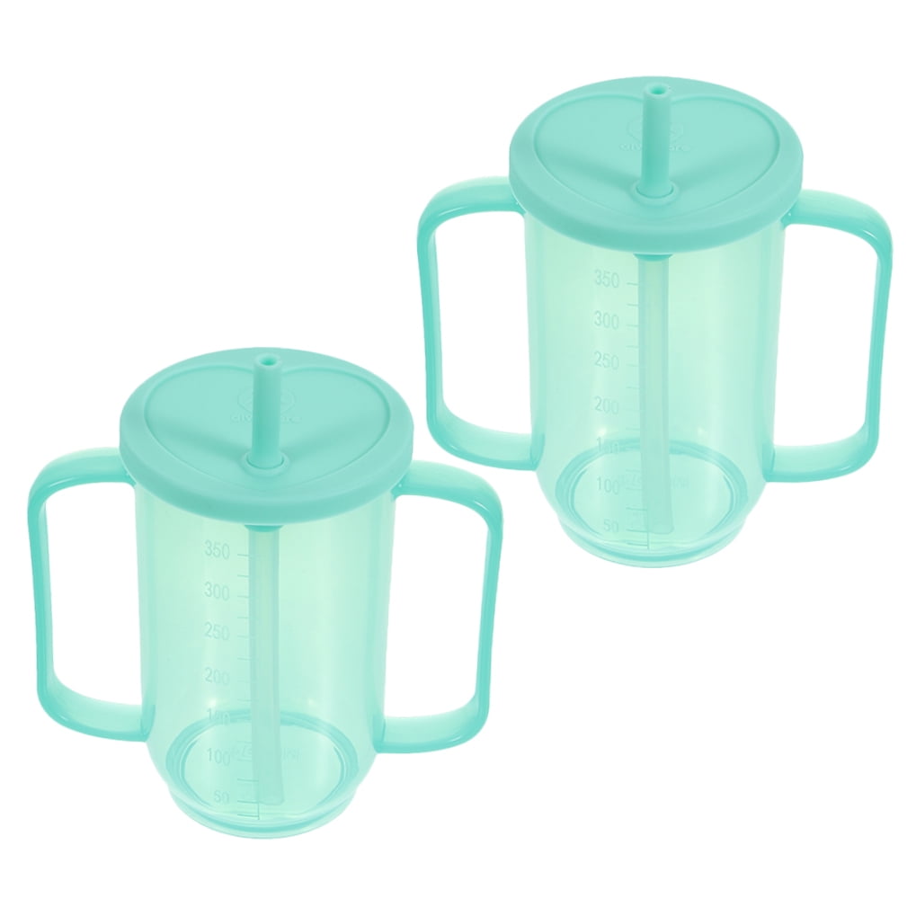 FOMIYES 2-Pack Spill-Proof Drinking Cups with Lids and Straws for Adults and Seniors, Ergonomic Design, Easy to Use and Clean