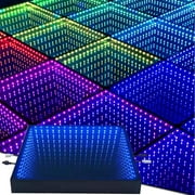 3D Infinity Mirror LED Dance Floor Tile (6.6'x6.6') - RGB Wi-Fi Controlled Stage Light Panels, Tempered Glass, IP65 Waterproof for Events, Clubs, & Weddings