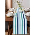 thumbnail image 3 of Table Runner Dresser Scarf 16 x 72 Inch Blue Green Navy Stripes Minimalist Abstract Vertical Striped Table Runners Non-Slip Heat Kitchen Dining Table Decor for Indoor Outdoor Home Party Decoration, 3 of 7