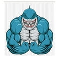 thumbnail image 3 of Ambesonne Fish Shower Curtain, Toothy White Shark Smiling, 69"Wx84"L, Pale Grey Petrol Blue, 3 of 5