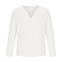 Light In The Box Clothing for Men Casual Fashion Solid V-Neck Long Sleeve Pullover Breathable Shirt Blouse Tops Button Down Shirt Men