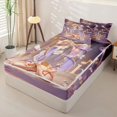thumbnail image 2 of Castle Fairy Ballet Dance Initial B Zipper Twin Comforter Sets with Fitted Sheet and 2 Pillowcases,Pearl Bow Accent Zipper Bedding Set,Soft Lavender Rose,4-Piece, 2 of 6