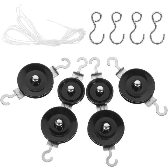 TOYMYTOY 1 Set Pulley for School Project Metal Pulley System Iron Black Versatile Equipment