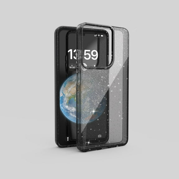 for Moto G 5G (2025) Case Clear Glitter, Cute Sparkle Bling Sparkly Shiny Cover for Women Girly Aesthetic Design, Transparent Slim Flexible Soft TPU, Non-Yellowing, Wireless Charging,Black