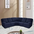 thumbnail image 2 of 2024 Housse de Canapé d'Angle 5 Places Sectionnel Inclinable Protecteur de Canapé d'Angle pour Salon Bleu Foncé, 2 of 10
