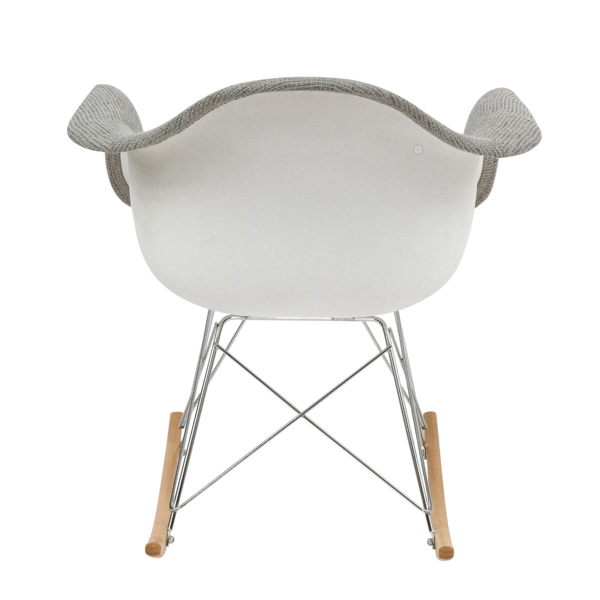 LeisureMod Modern Upholstered Twill Fabric Eiffel Rocking Chair – Small Nursery Accent Glider with Wood Rocker Legs for Kids, Nursery, or Living Room