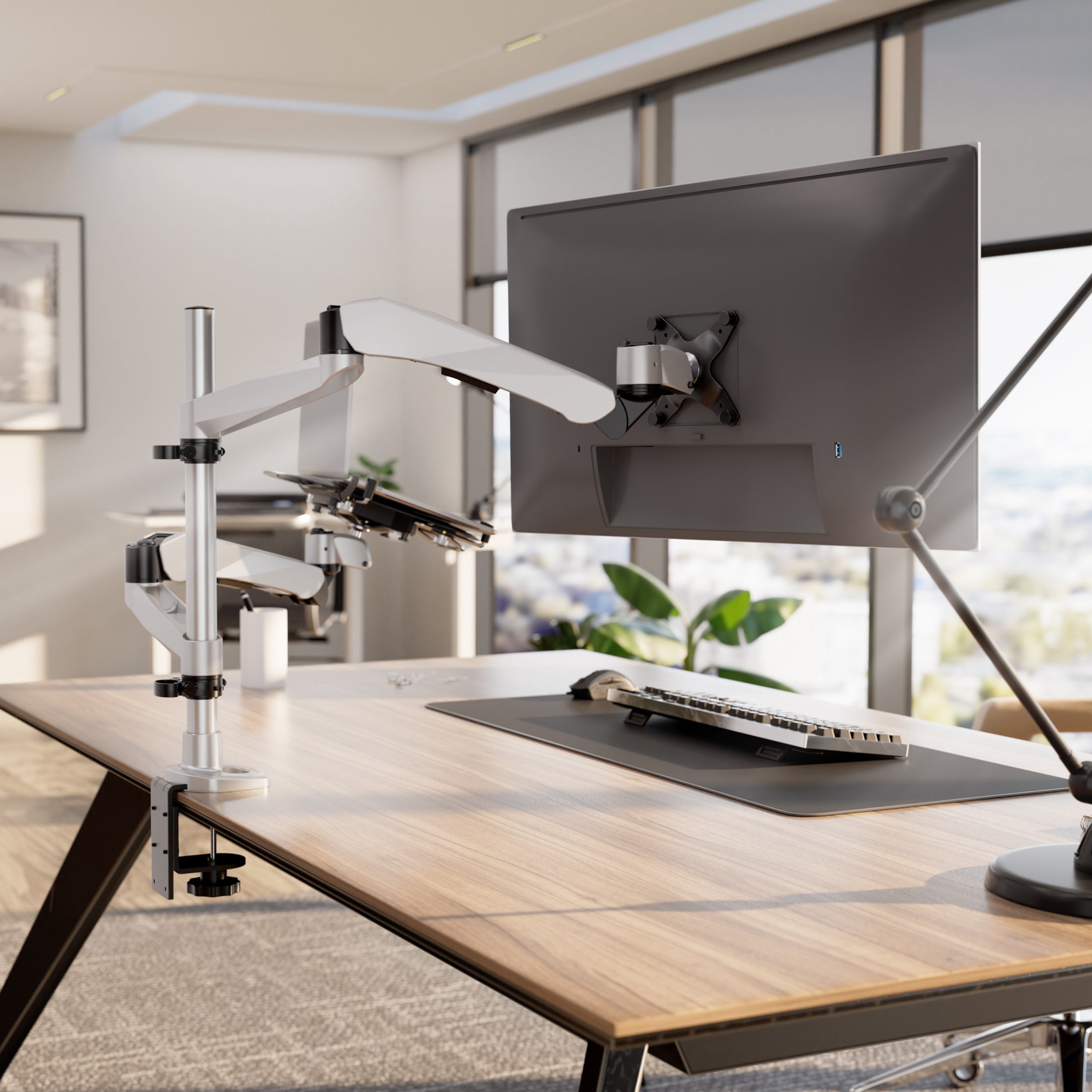 Clix Series Full Motion Single Monitor and Laptop Mount with Cooling Fan