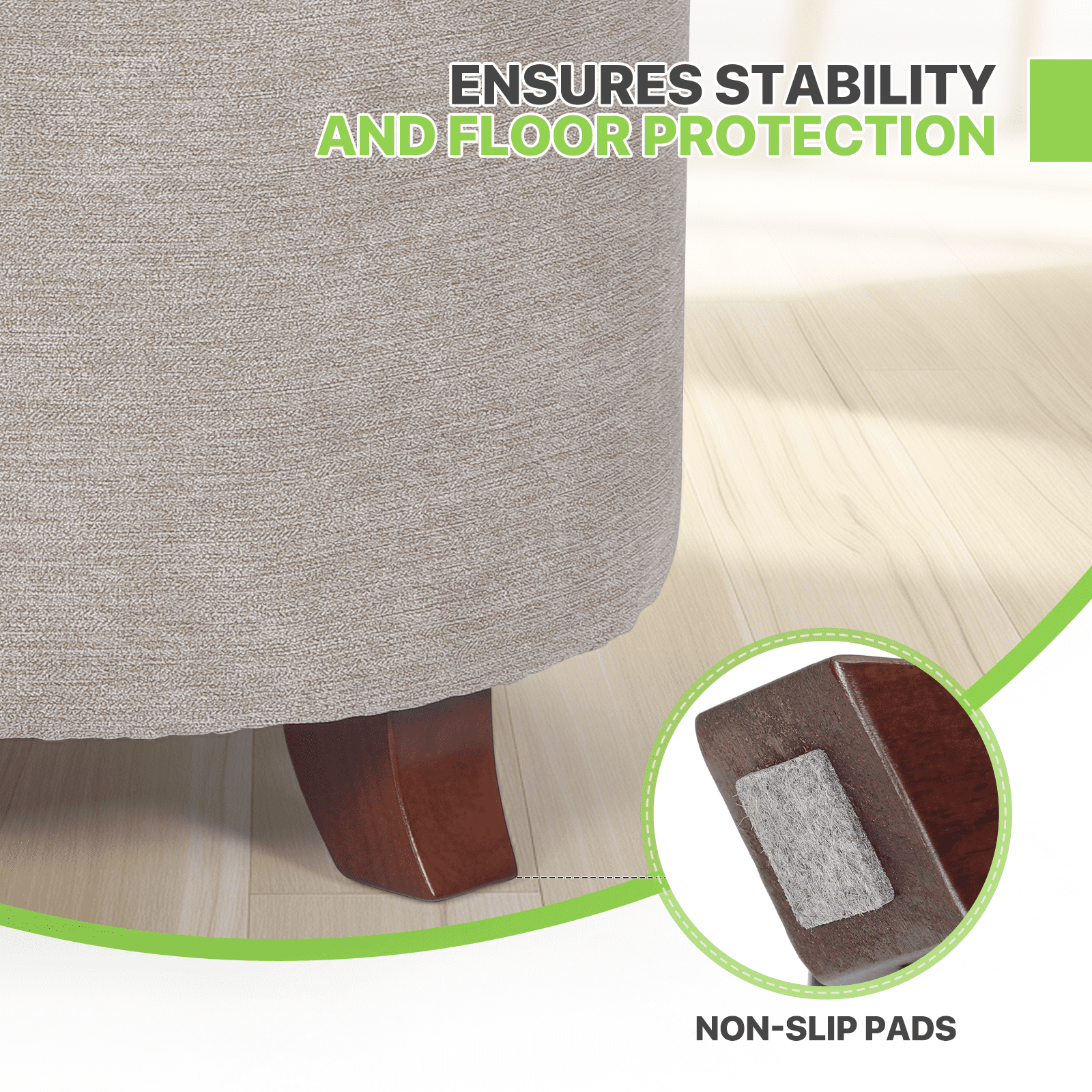 Magshion Storage Ottoman with Padded Seat, Modern Cotton-linen Footrest, Round Seat stool for Living Room Bedroom , Beige