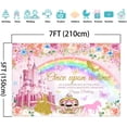 thumbnail image 4 of Princess Happy Birthday Backdrop Pink Royal Castle Carriage Floral Birthday Backdrop Princess Theme Girl Birthday Party Decorations Banner Photo Studio Props (7x5ft), 4 of 7