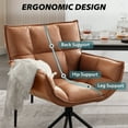 thumbnail image 3 of TEWLOSS Swivel Accent Chair Faux Leather Armchair with Metal Legs, Light Brown, 3 of 9