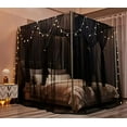 thumbnail image 2 of Bed Canopy,Canopy Bed Curtains Bed Drapes for Full Queen King Size Bed,Mosquito Net Bed Curtains for Patio Indoor Outdoor Net,Black Bed Canopy Curtains for Gothic,Halloween Decoration, 2 of 7