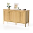 thumbnail image 3 of EYYTHUNG Farmhouse Storage Cabinet with 4 Doors, Adjustable Shelf Accent Cabinet, Modern Sideboard Buffet with Console Table Credenza for Living Room Kitchen, Natural Oak, 3 of 6