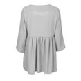 thumbnail image 3 of DYMADE Womens Summer Square Neck Half Sleeve Button Lace Stichting Pleated Basic Blouses, 3 of 3