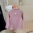 thumbnail image 3 of Zwiiyzr Kids Girl Thermal Shirt Long Sleeve Undershirt 1-12 Years Cute Rabbit Printed Half High Collar Bottom T-Shirt Pullover Top Hot Pink, 3 of 6