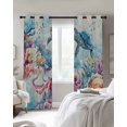 thumbnail image 4 of Sea Turtle Octopus Blackout Curtains for Bedroom Living Room Darkening Curtains 84 Inch Length 2 Panels Set Coastal Coral Summer Ocean Beige Window Curtain Window Treatment Grommet Drapes 42"x84", 4 of 9