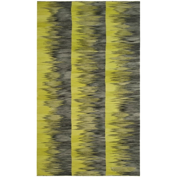 SAFAVIEH Kilim Alaia Geometric Wool Area Rug, Green/Charcoal, 5' x 8'